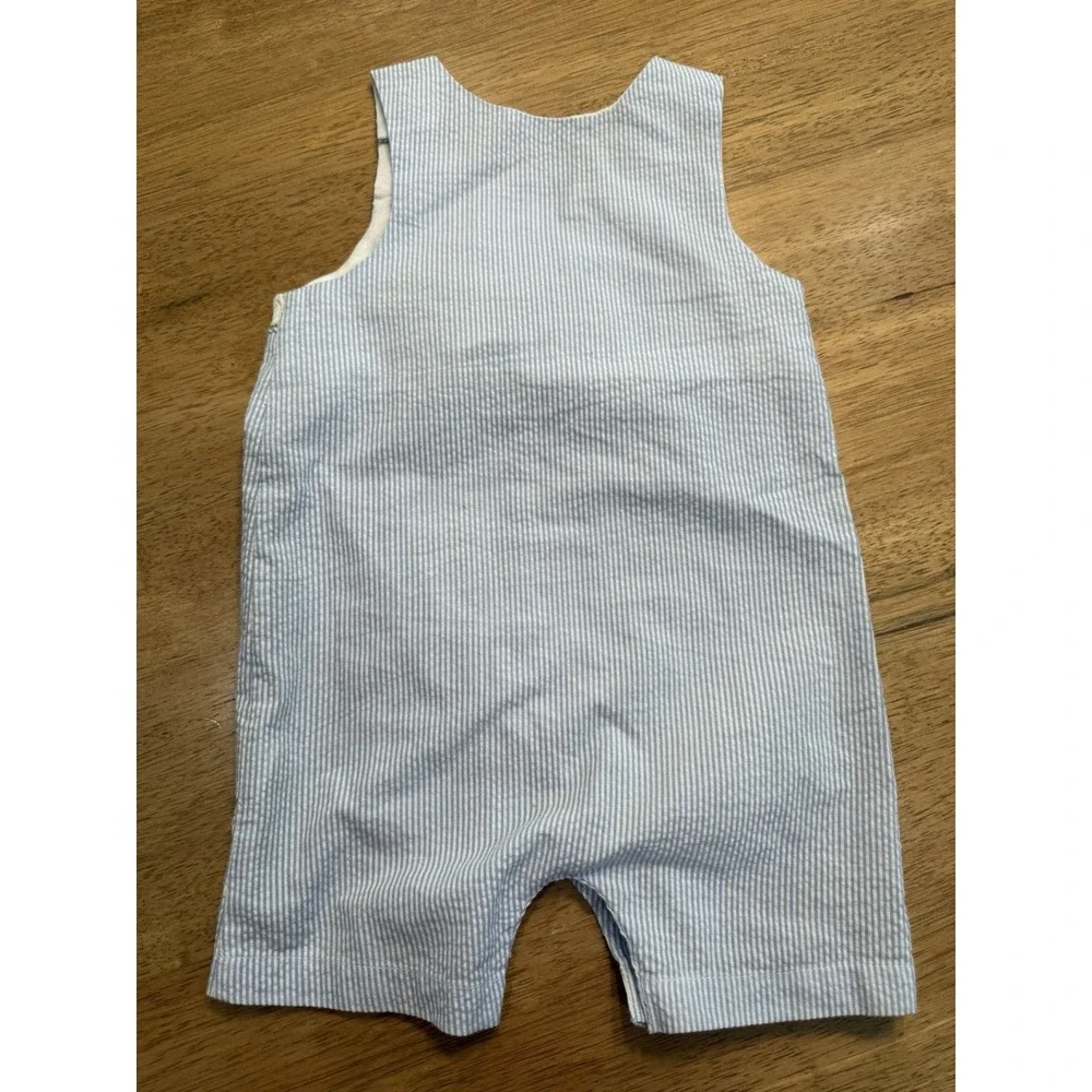 Mud Pie Baby 9-12 Month Smocked Easter Overalls Seersucker Preppy Bunny Bunnies